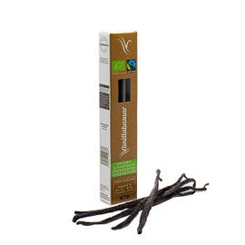 Vanillabazaar Sustainable, Organic & Fairtrade Madagascan Grade A Beans - 5 Bourbon Premium Vanilla Pods in Resealable Tube for Chefs & Home Baking/Cooking