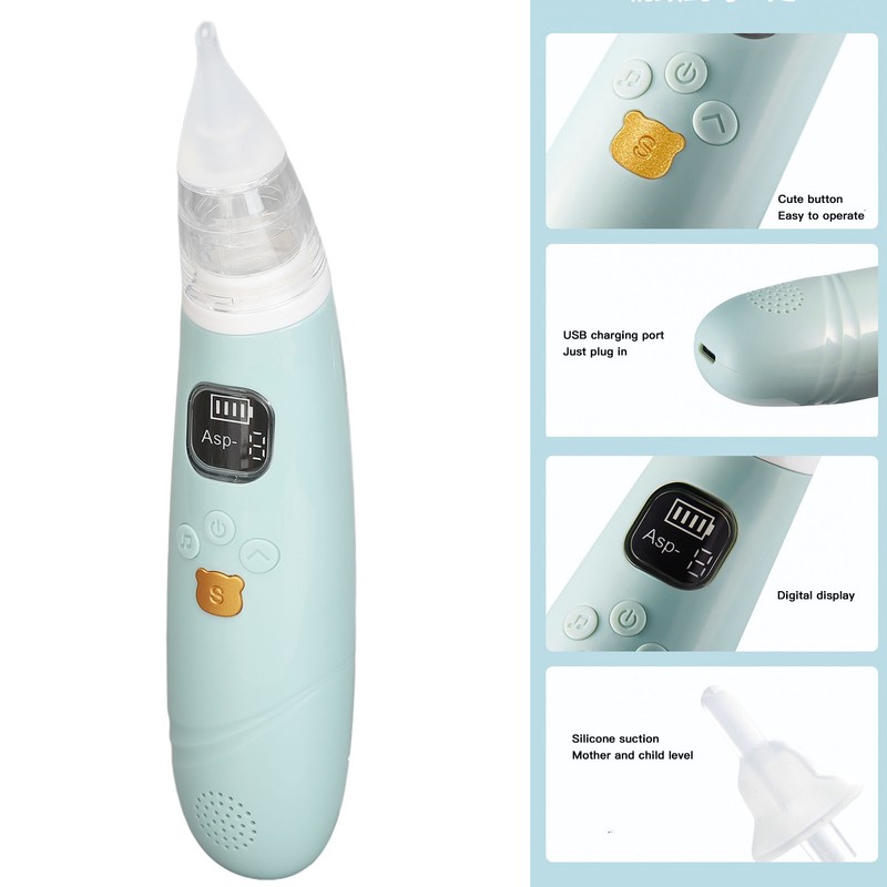 Electronic Infant Nose Aspirator Adjustable Suction Level Music Light Soothe