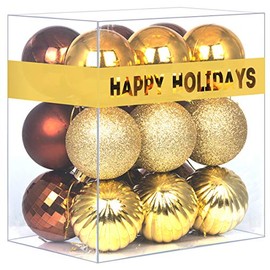 GameXcel 36Pcs Christmas Balls Ornaments for Xmas Tree - Shatterproof Christmas Tree Decorations Large Hanging Ball Bronze & Gold 2.5" x 36 Pack