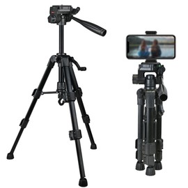 KAKOTOPA Mini Tripod for Camera with 3-Way Pan/Tilt Head 1/4 inches Quick Release Plate Compatible with DSLR/SLR/Smart Phone/Action Camera/Projector/Ring Light (Matt Black)