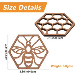 Morobor Hexagon Wood Coasters, Set of 6 Honeycomb Wooden Epoxy Resin Drink Coasters, Hollow Wooden Insulation Mat Bee Themed Cup Mats for Kitchen Dining Coffee Table