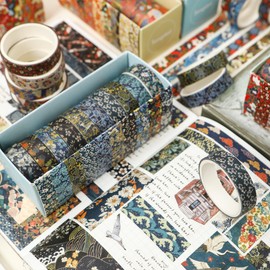 Songdao 10 Rolls Ukiyo-e Style Washi Tape Set Japanese Kyoto Arts Adhesive Tapes Skinny Decorative Masking Tape Sets for Craft, Kids, Scrapbook, DIY, Gift Wrapping (Blooming Heritage)