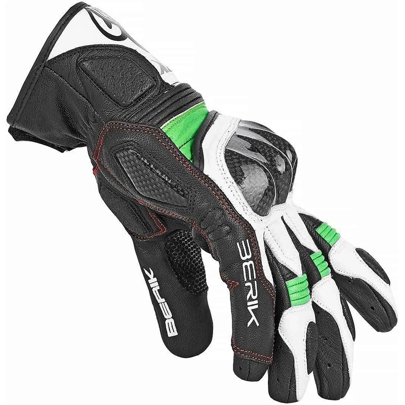 Berik NexG Motorcycle Gloves, Black/White/Green, 3XL