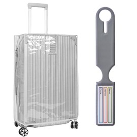 EIHI Protective Case Suitcase Protective Case Transparent Suitcase Cover with Hangtag 22 Inches, silver
