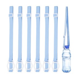 PATIKIL 3.5CM Water Bottle Lanyard, 6 Pcs Adjustable Holder Shoulder Strap with White Ring Buckle Carrier Clips for Hiking Walking Outdoor, Blue