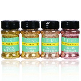 TORC 6 oz Gold Champagne Rose Gold Fine Glitter Set for Christmas Ornaments Resin Crafts Arts Slime Tumblers Cosmetic