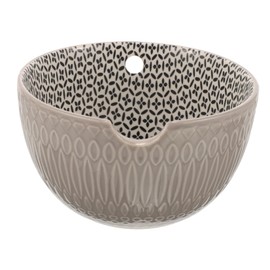 jojofuny Ceramic Yarn Organizer Bowl for Crocheting Elegant Knitting Storage with Neat Thread Management for DIY Crafts and Home Decor Grey Simple Pattern