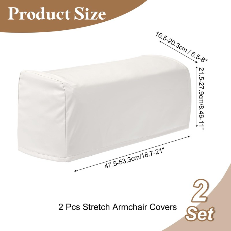 sourcing map 2Pcs PU Leather Armrest Covers, Vintage Stretch Arm
