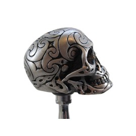 Silver Tone Carved Celtic Zombie Tattoo Skull Head Hot Rod Auto Gear Shift Knob/Decor
