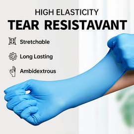 Supmedic Basic Medical Nitrile Exam Gloves, Powder-Free Latex-Free Non-Sterile Food Safe Disposable Glove, Blue 100pcs (X-Large)