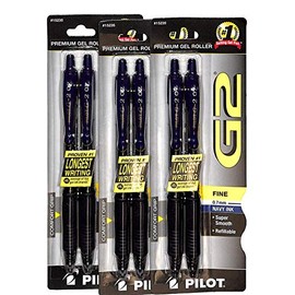 (3) PILOT G2 Premium Refillable & Retractable Rolling Ball Gel Pens, Fine Point (0.7mm), Navy Ink, 2-Pack (15235)