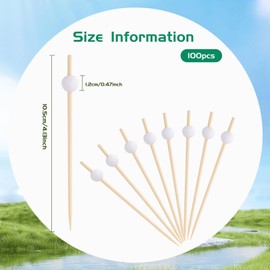 100 Pieces Golf Cocktail Picks 4.72 Inch Golf Skewers Decorative Toothpicks for Appetizers Fruit Sandwich Wooden Mini Food Skewers for Garnish Catered Events Sports Party Supplies