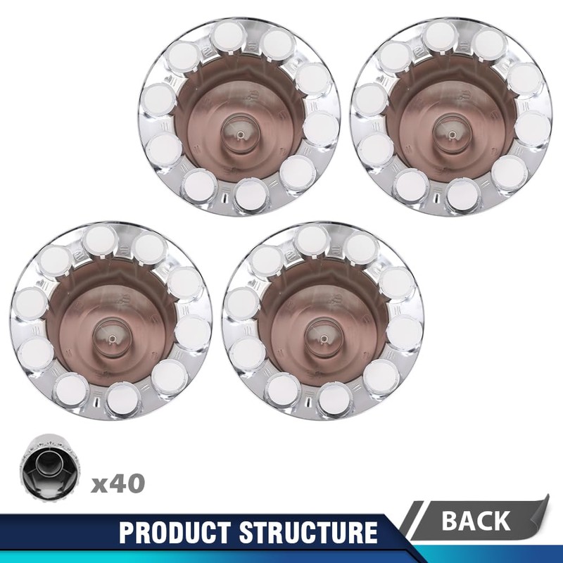 PIT66 Chrome Rear Wheel Axle Hub Cover Kit Semi ABS