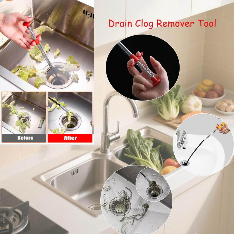 2-Pack Drain Snake & Clog Remover Tool (35'' & 79'')