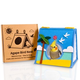 Agape Warm Bird Nest Hammock for Cage, Plush Bird Bed House Hideaway Hut, Birdcage Accessories for Parakeet, Budgie, Cockatiel, Lovebird, Conure, Aviary, Bird Playstand for Cages, Nido para Pájaros