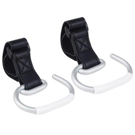 Baby Stroller Bicycle Pedal Bike Multifunctional Universal Front Hook Velcro Adjustable Anti-Theft Stroller Supplies Set of 2 (Black)