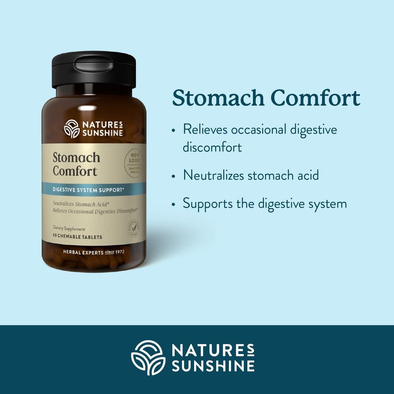 Nature's Sunshine Stomach Comfort, 60 Chewable Tablets | Helps Neutralize
