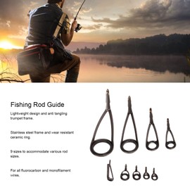 LOCADENCE Fishing Rod Tip Repair Kit, Anti Tangling Trumpet Shaped Stainless Steel Spinning Rod Guides with Ceramic Rings, Rod Top Tips Replacement for for All Fluorocarbon, Monofilament, Braided Wire