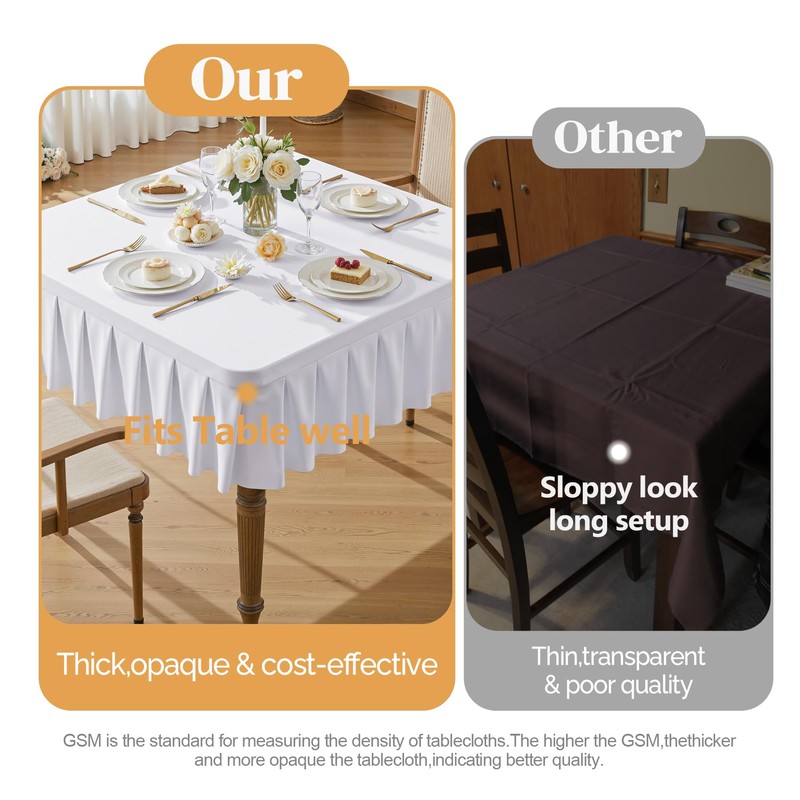 White Spandex Tablecloths for 34x34 Inch Square Tables, Stretch Fitted