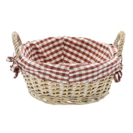 FRANK FLECHTWAREN Basket Bowl Checked Round Diameter 25 x 10 cm