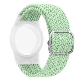 Vancle Air Tag Bracelet for Kids, Nylon Stretch Braided Air Tag Wristband for Apple Air Tag, Adjustable Anti Lost Wristband for Toddler Baby, Boys, and Girls, Elders (Green)
