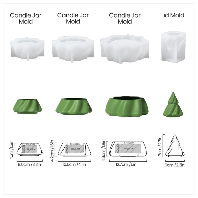 BOOWAN Nicole Stacking Christmas Tree Stackable Candle Vessels with Lid