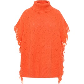 aleva Women's Gaya Knitted Poncho, orange