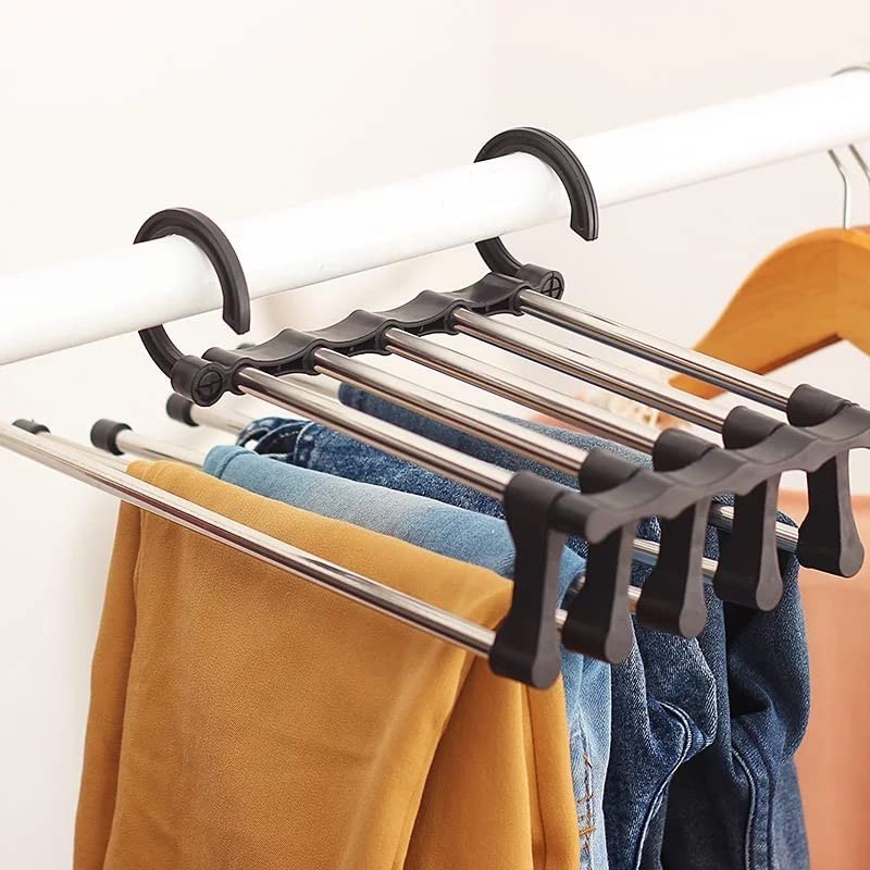 5 in1 Multi-functional Stainless-Steel Wardrobe Magic Clothes Hanger (Black)