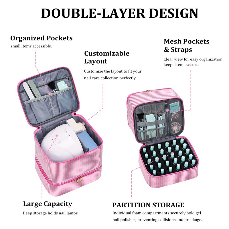 Cohawk Nail Polish Organizer Bag Nail Supplies Organizer Holds 30