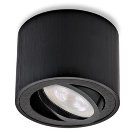 Sweet Led Surface-mounted spotlight, dimmable, black, flat, aluminium ceiling spotlights, replaceable 5 W module, surface-mounted light, swivelling ceiling light, round, surface-mounted spotlight,
