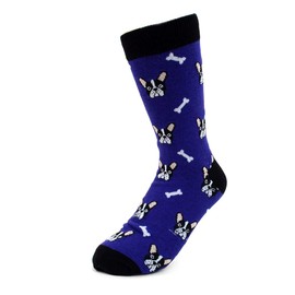 Urban-Peacock Women's Novelty Fun Crew Socks for Dress or Casual - Multiple Patterns Available! (French Bulldog - Blue, 1 Pair)