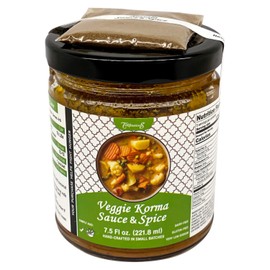 Veggie Korma Curry Simmer Sauce PLUS Garam Masala Spice Pack by Flavor Temptations | Organic spices, Vegan, Gluten-free, Very Low Sodium (1 Jar, 7.5 FL Oz)