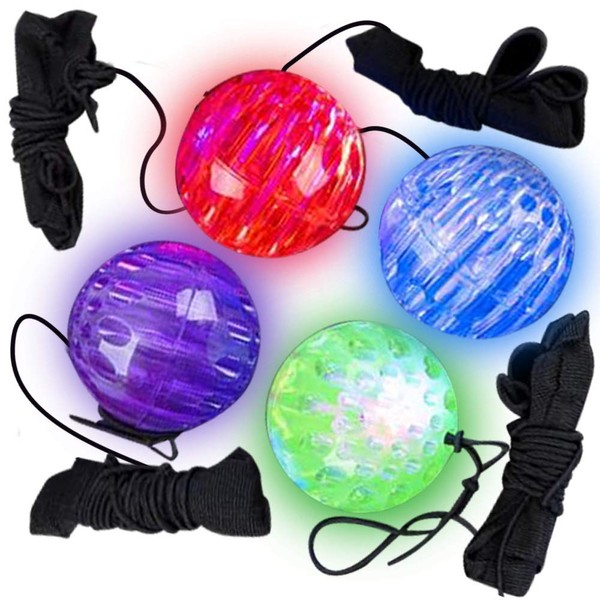 Light Up Orbit Wrist Balls, Set of 4, Light up Balls with Flashing Lights and Elastic String, Light Up Toys, Orbit Ball Toy Glow in the Dark Balls, Glow Toys Easter Party Favors for Kids Ages 3+