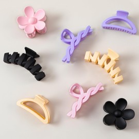 8PCS Hair Clips for Women, Flower Claw Clips for Thick Hair, Non-Slip Hair Accessories with Multi-Styles, Colorful Hair Claw Clips and Variety Pack, Ideal for Girls