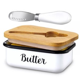 LANDNEOO Butter Dish with Lid and Butter Curler Knife for Countertop - Unbreakable Met...