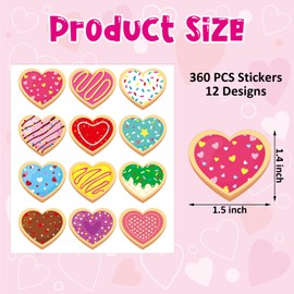 360 Pcs Valentines Day Stickers Heart Dessert Stickers for Kids Valentines Day Birthday Party Decorations