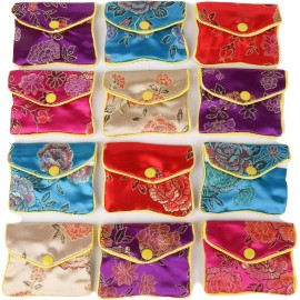 OceeK Travel Jewelry Case Travel Jewelry Organizer Bag Jewelry Silk Purse (Set of 12