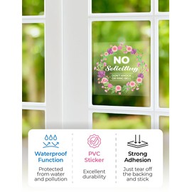 HONGSI ART Pack of 2 No Soliting Sticker Decal for Door or Window 7"x 7" - No Ringing or Knocking, No Exceptions' Easy Attachment, Neat White Tone, Bright Mood Sticker