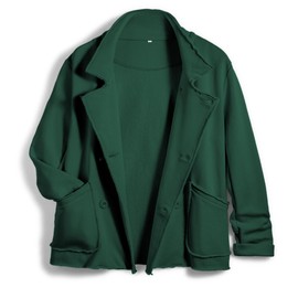 SeeLuNa Women Warm Pea Coat Notched Lapel Neck Cropped Double Breasted Button Down Trench Overcoat Jackets with Pockets(Dark-Green,S)