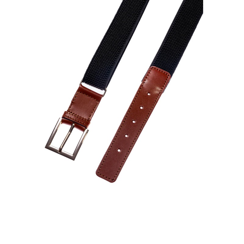 Junior/Childrens 5-15 Years Adjustable Elasticated Belt with Buckle/Brown Leather Fittings.