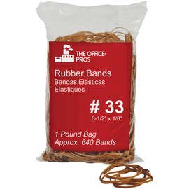 Rubber Bands, Eco Friendly Packaging, Size #33, Natural Crepe, Made in USA, Rubber Band Measurements: 3-1/2" x 1/8'' - 600 Bands
