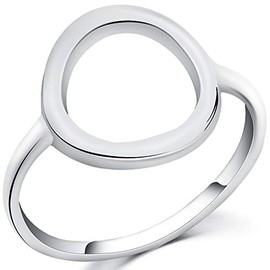 Jude Jewelers Stainless Steel Classical Simple Plain Open Karma Statement Promise Ring (Silver, 11)