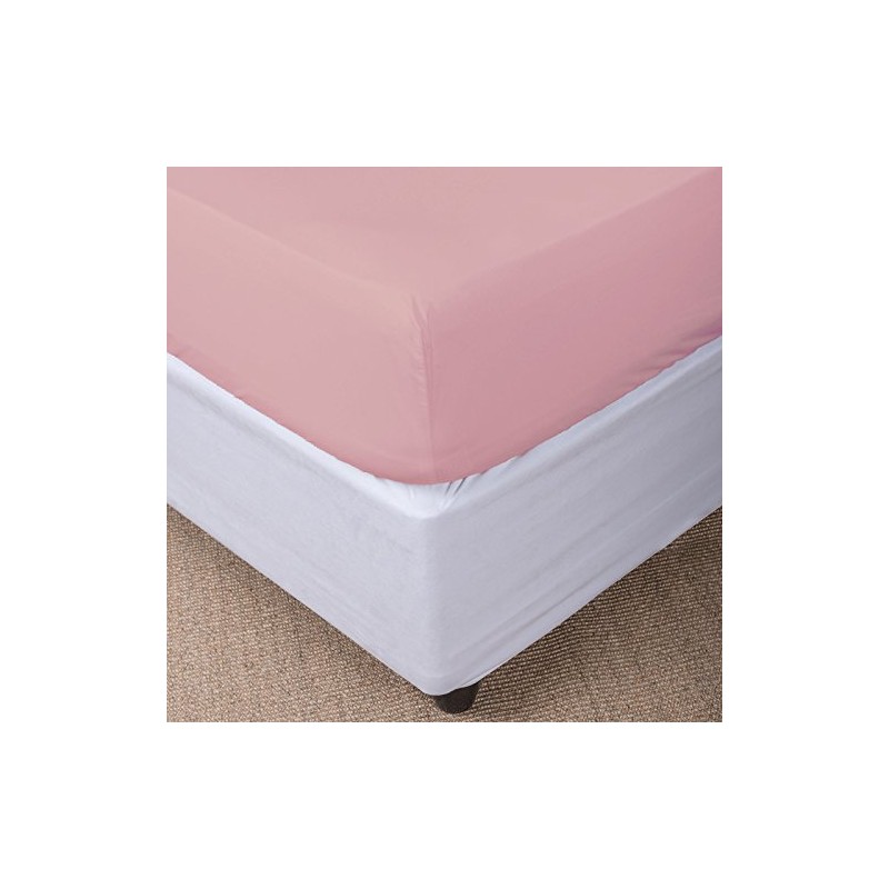 Just Contempo Plain Percale Fitted Sheet - King, Pink