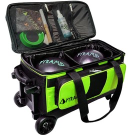 Pyramid Path Pro Deluxe Double Roller Bowling Bag (Black/Lime Green)