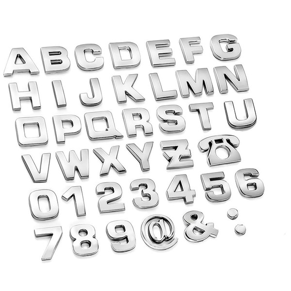 Pack of 40 DIY 3D Chrome Car Emblem Stickers, Alphabet