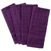 DII Basic Terry Collection Windowpane Dishtowel Set, 16x26, Eggplant Solid,
