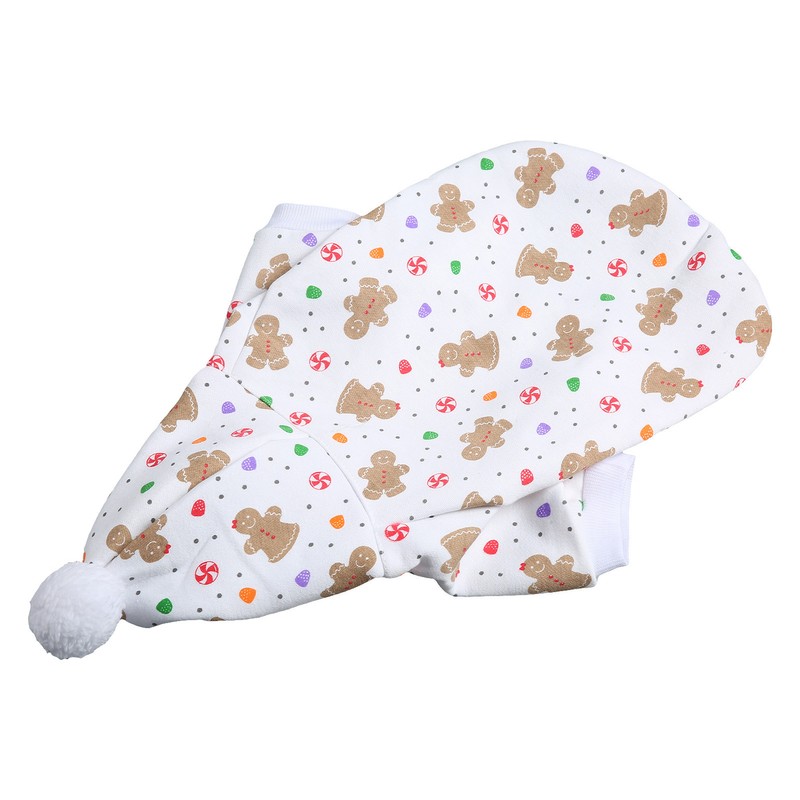 Christmas Dog Hoodie White Background Print Cute Gingerbread Man Dog