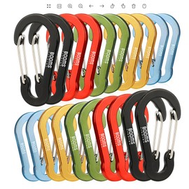 Booms Fishing 20Pack Small Carabiners: Multi-use 2in Carabiner Clips - Mini Keychain Caribeaner Clip for Keys, Camping, Hiking, Fishing, Kayaking - 5 Mixed Colors