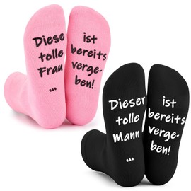 Geyoga Favourite Person Gift Socks for Couples Wedding Anniversary Gifts for Women Men Partner Tennis Socks Socks for Girlfriend Anniversary Valentine's Day Birthday Gift 2 Pairs, Pink, Black