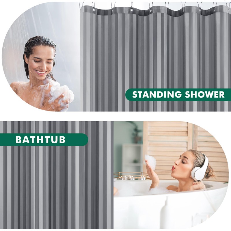 Biscaynebay Fabric Shower Curtain Liner 72" x 72", Dark Grey